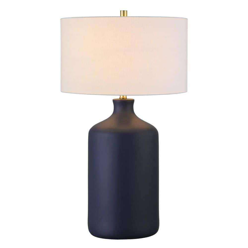 Evelyn&Zoe Sloane 29" Transitional Ceramic Table Lamp with White Drum Fabric Shade
