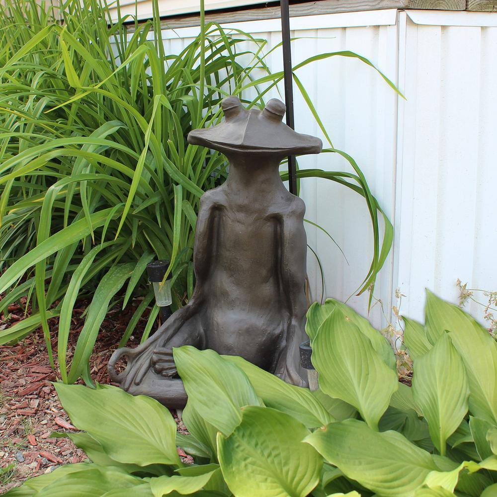 Yoga Frog Statue - Natural Bronze Appearance - Made of Resin - Lightweight - 21" Height