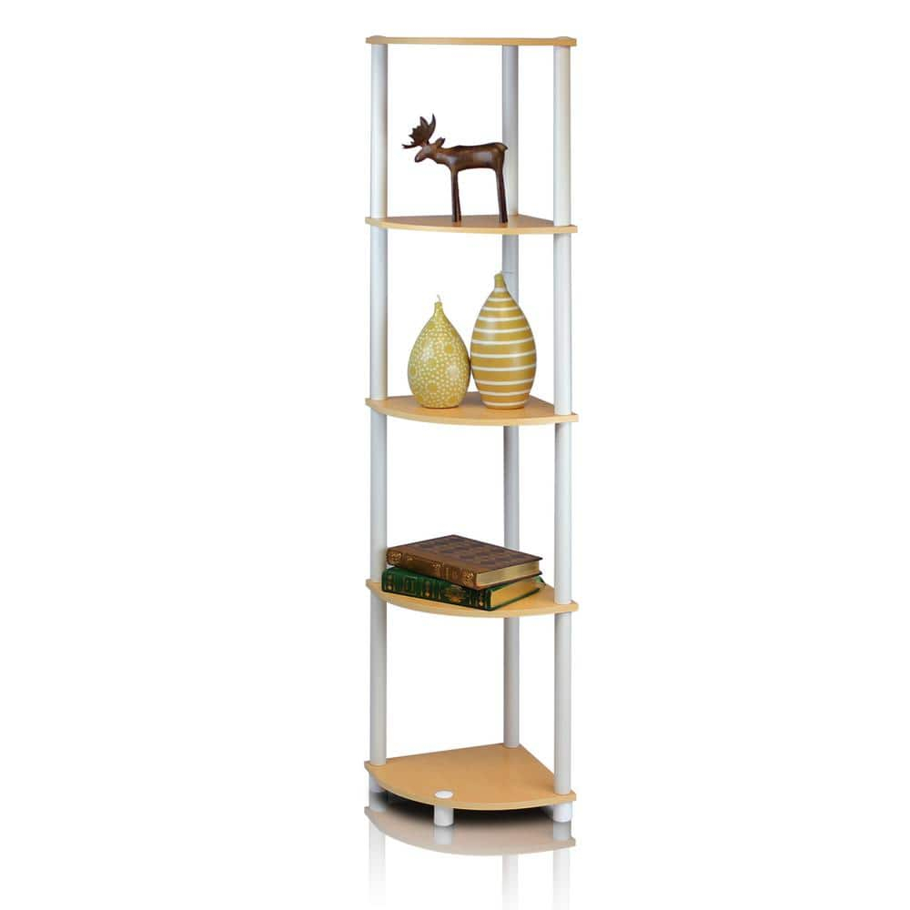 Furinno 2-99811BE Turn-N-Tube 5-Tier Corner Multipurpose Display Shelves, Set of 2