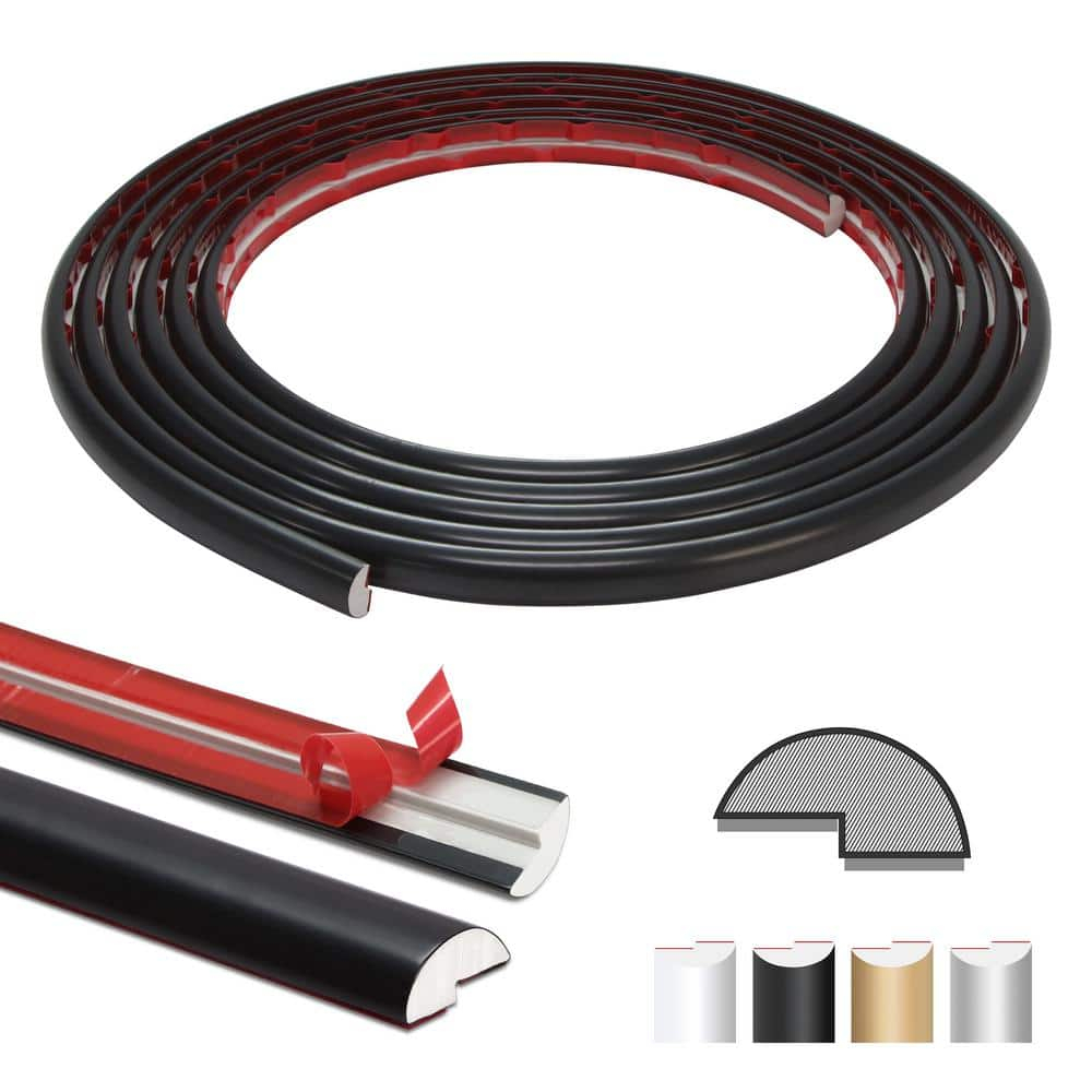 The Tiles Plaza Peel and Stick Tile Edge Trim for Backsplash Tile 15 Feet Self Adhesive PVC Trim Molding Decorative Trim, Matte Black