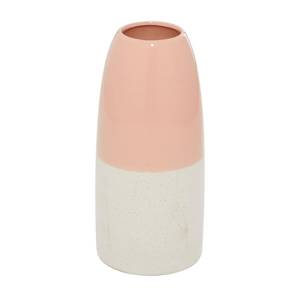 DecMode 5"W, 11.25"H Stoneware Modern Vase, Pink, 1 - Piece