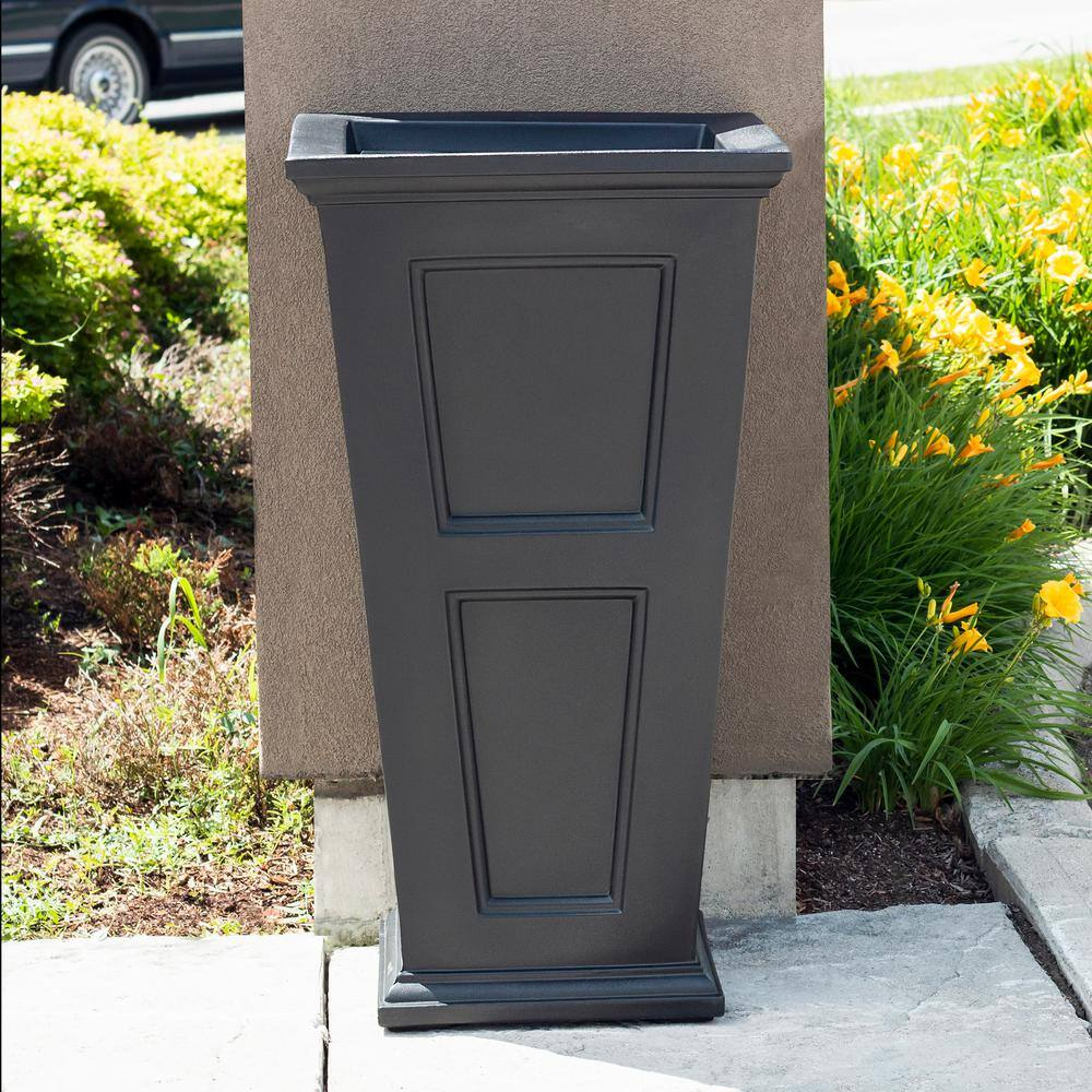 Pemberly Row 40" Tall Traditional Plastic Waste Bin in Black