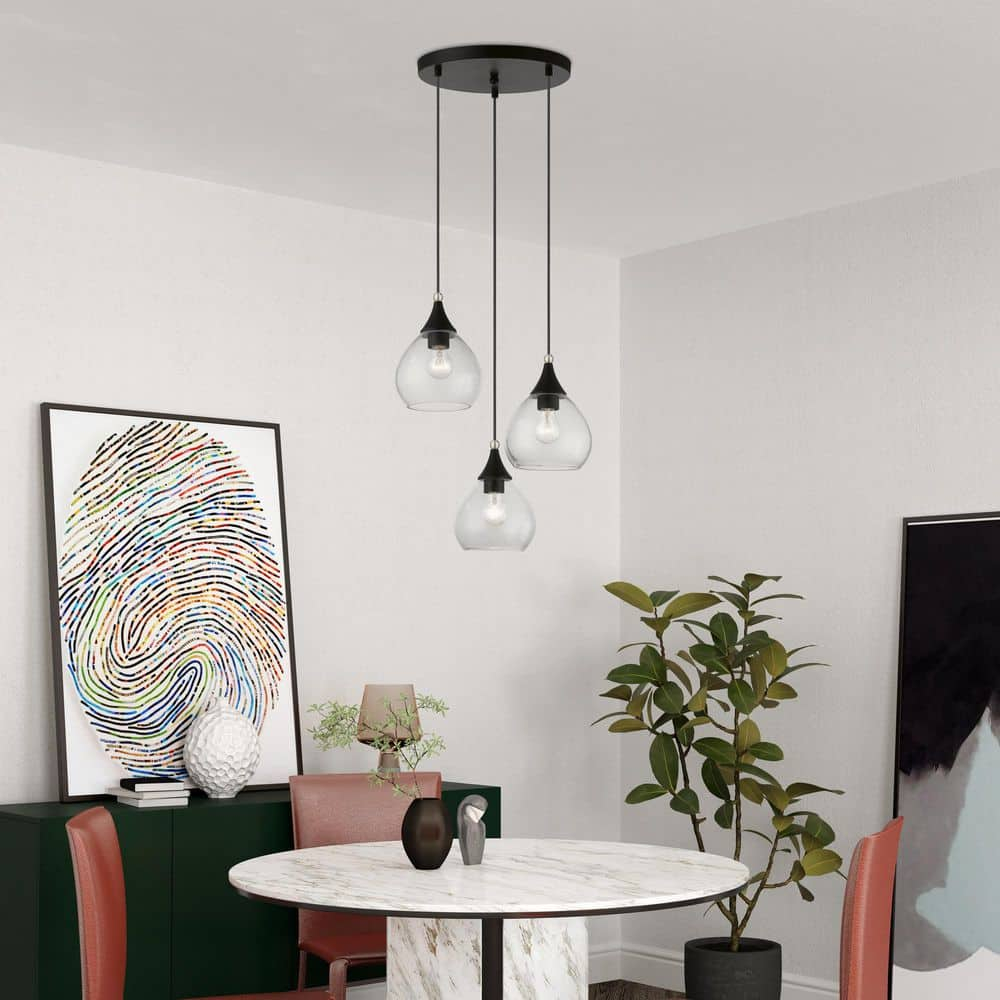 Livex Lighting Catania 3 - Light Pendant in  Black/Brushed Nickel