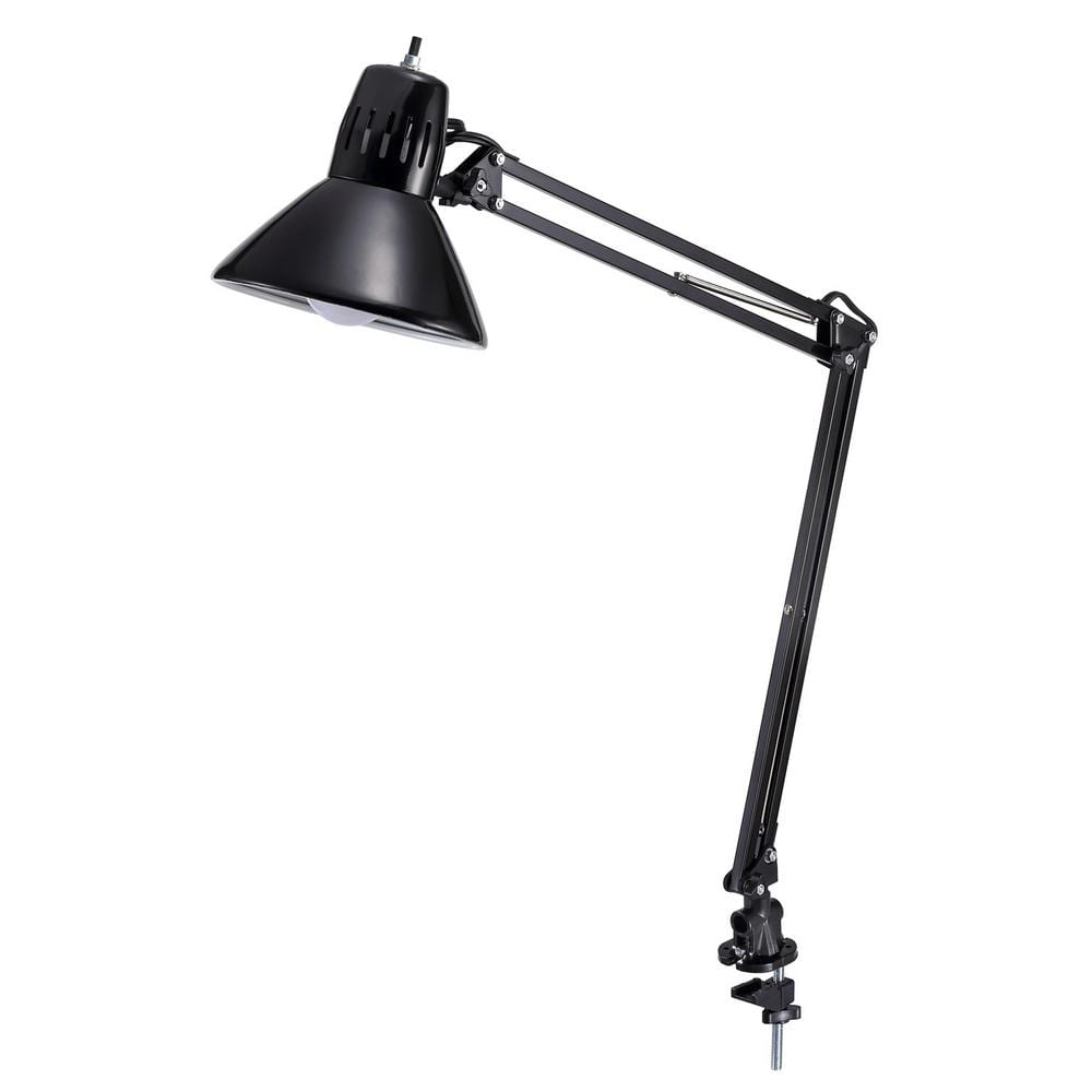 LED Swing Arm Desk Lamp with Clamp Mount, 36" Reach, Includes LED Bulb, Black (VLF100)