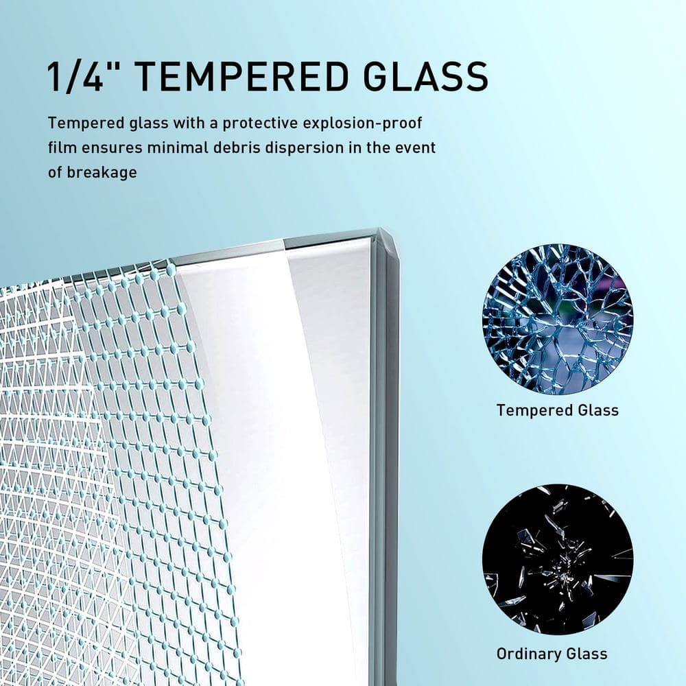Gxcevsou 56-60“ *76” Frameless Soft Close Shower Door, 1/4” (6 mm) Tempered Glass Single Slide with Explosion Proof Coating, Reversible Installation