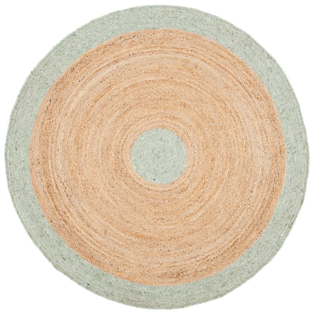 SAFAVIEH Braided Carina Bordered Reversible Area Rug, Sage/Gold, 6' x 6' Round