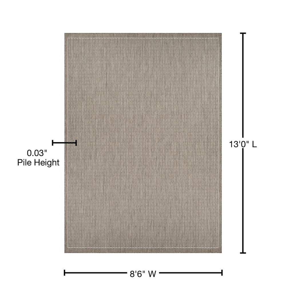 Couristan Recife Saddle Stitch Indoor /Outdoor Area Rug, Champagne- Taupe, 8'6" x 13'