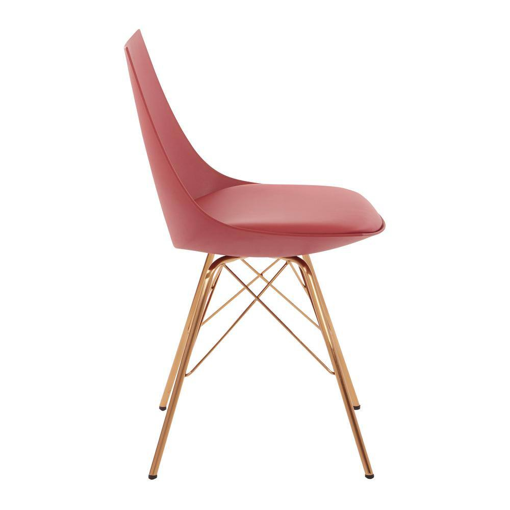 OSP Home Furnishings Oakley Chair in Desert Rose Faux Leather with Gold Chrome Base