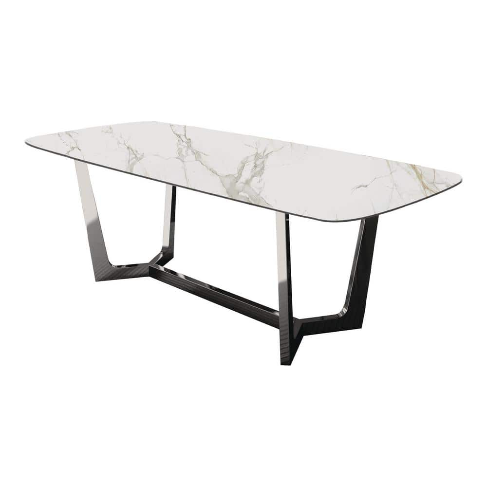 Furniture of America Agorthin Metal 7-Piece Dining Set in Silver