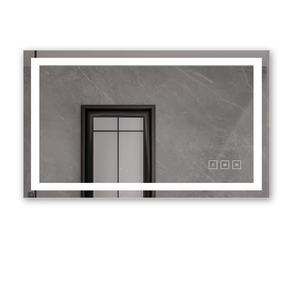 40 in. W x 24 in. H Rectangular Frameless Anti-Fog LED Light Wall Mount Bathroom Vanity Mirror in Tempered Glass