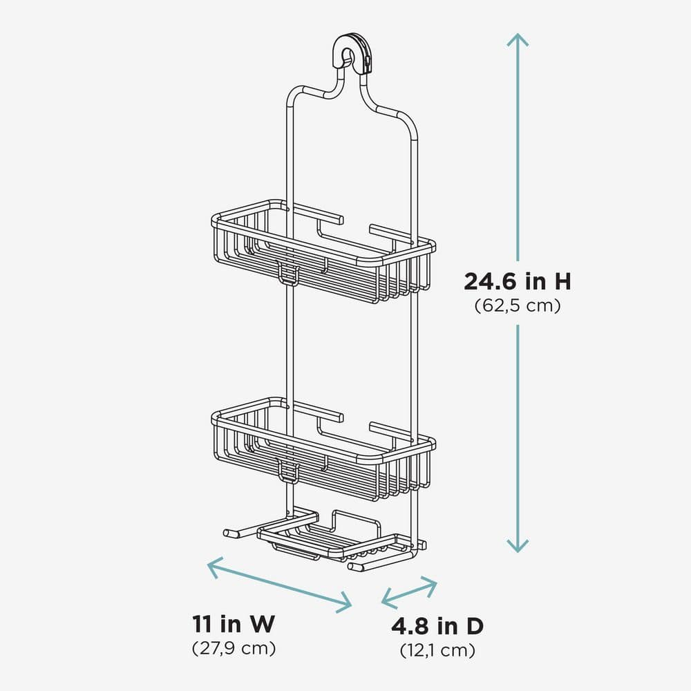 NeverRust Rustproof Aluminum Large Over-the-Shower Caddy in Satin Chrome