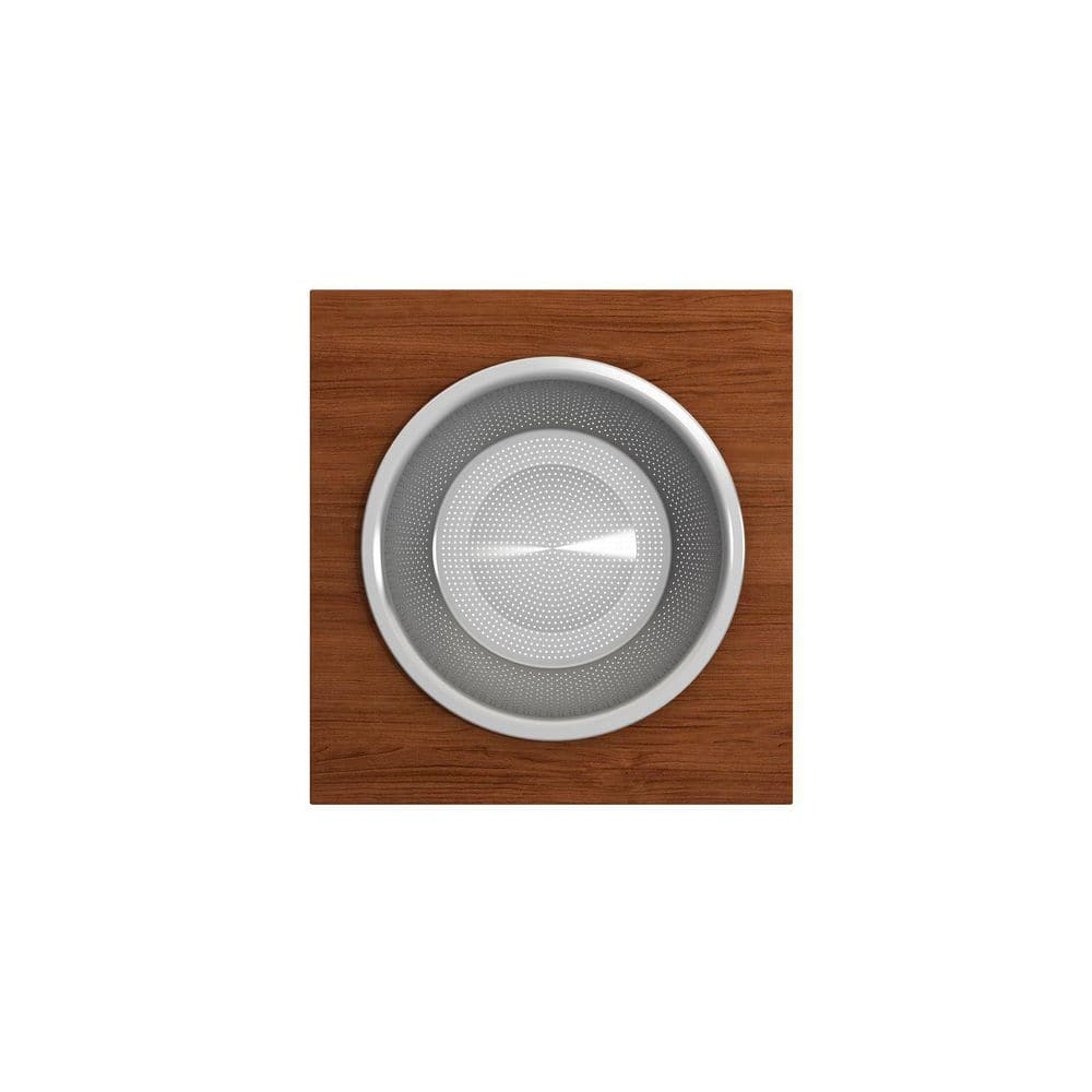 BOCCHI 2320 0014 Wood Board w Large Round Stainless Steel Mixing Bowl & Colander