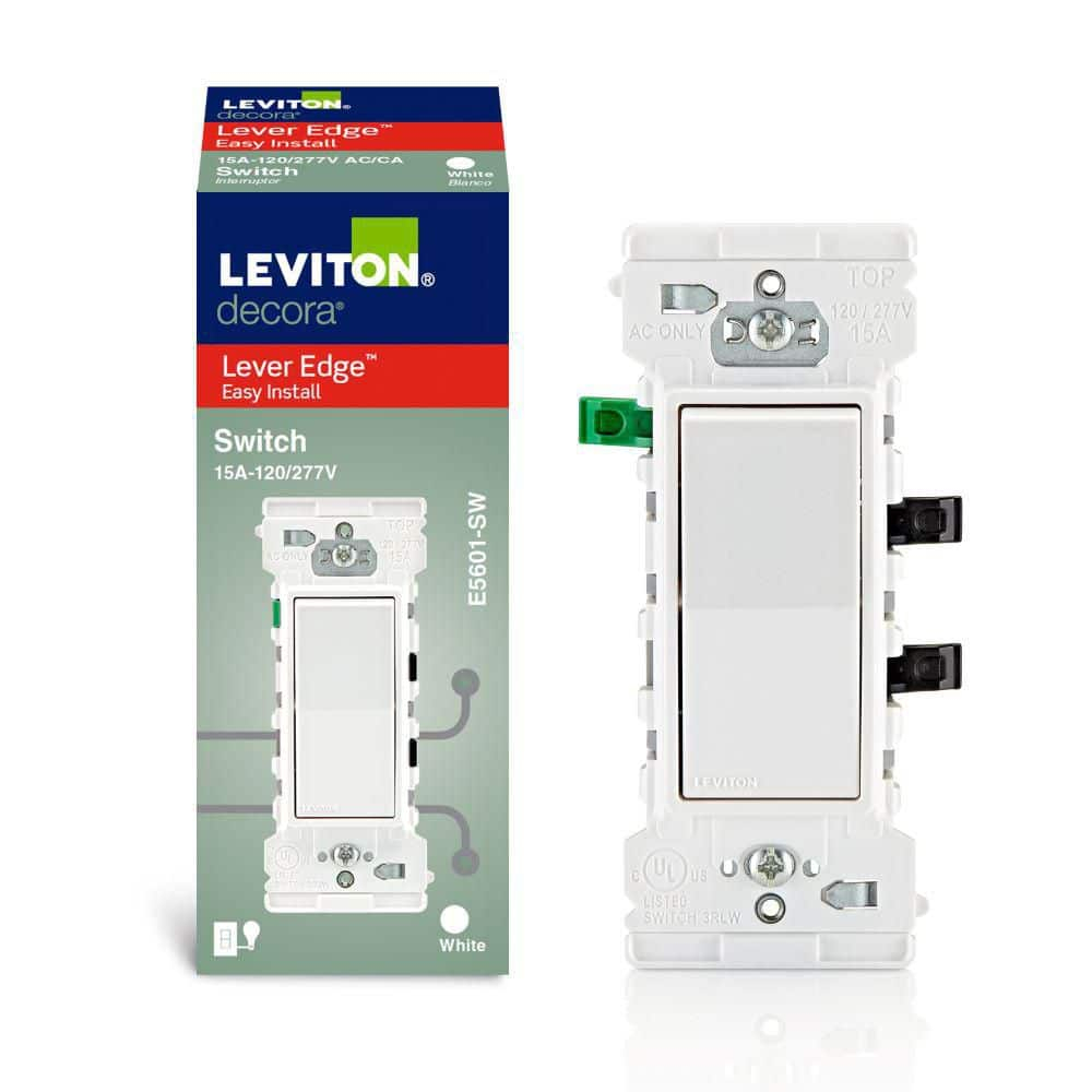 Leviton Decora Edge 15 Amp Single Pole Rocker Switch, White E5601