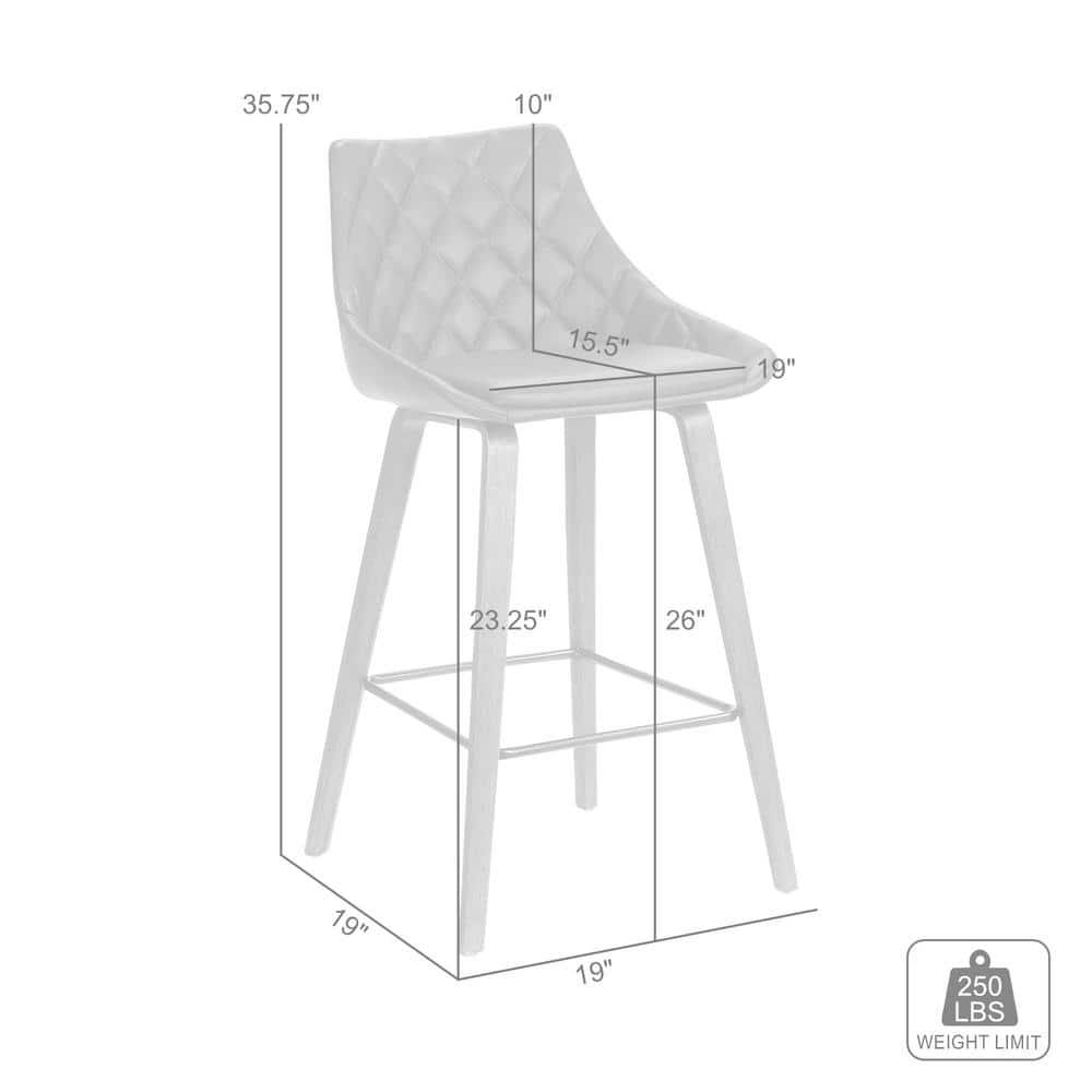 Armen Living Indoor Dani 26" Brown Faux Leather Barstool in Walnut Glazed Finish