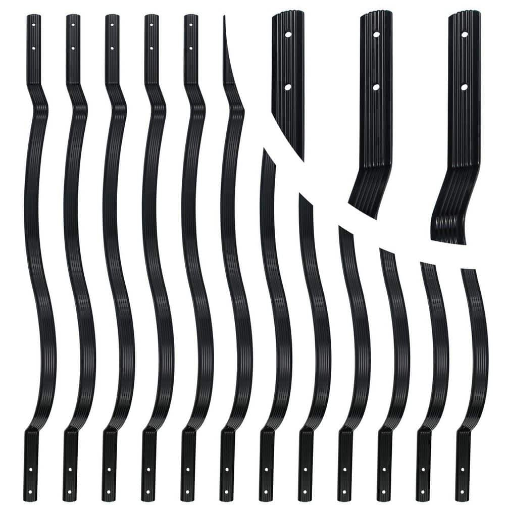 25 Pack - 29.5"x1" Deck Balusters Metal Deck Spindles Staircase Baluster with Screws for Wood Wave Arc Shiny Black Indoor Outdoor