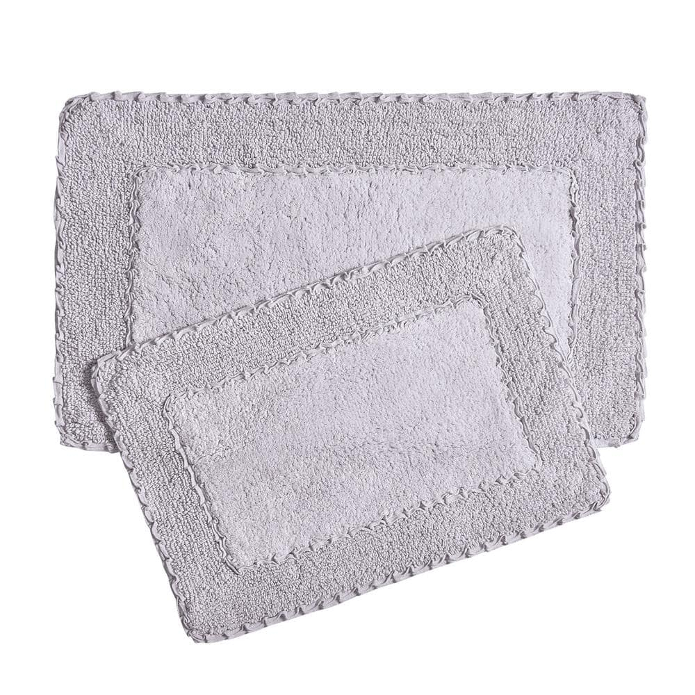 Lavender Cotton Ruffle Border Bath Rug Set, 20" x 32"