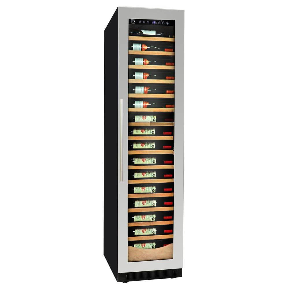 Elite Compressor 112 Bottle Wine Cellar Cooling Unit in Blackand Silver, Built-In/Freestanding with Reversible Door