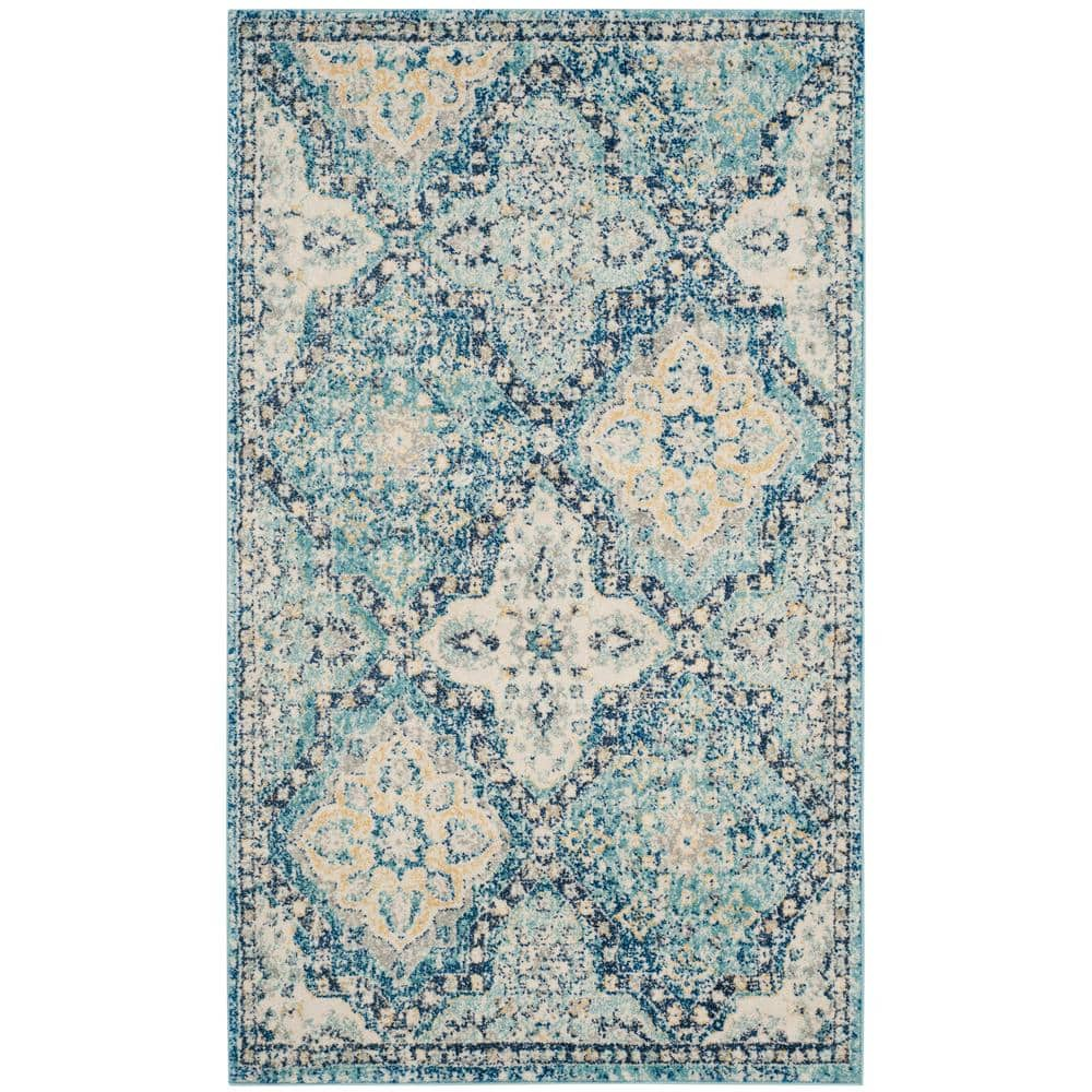 Evoke EVK274 Power Loomed Indoor Accent Rug - Light Blue/Ivory - 2'2"x4' - Safavieh