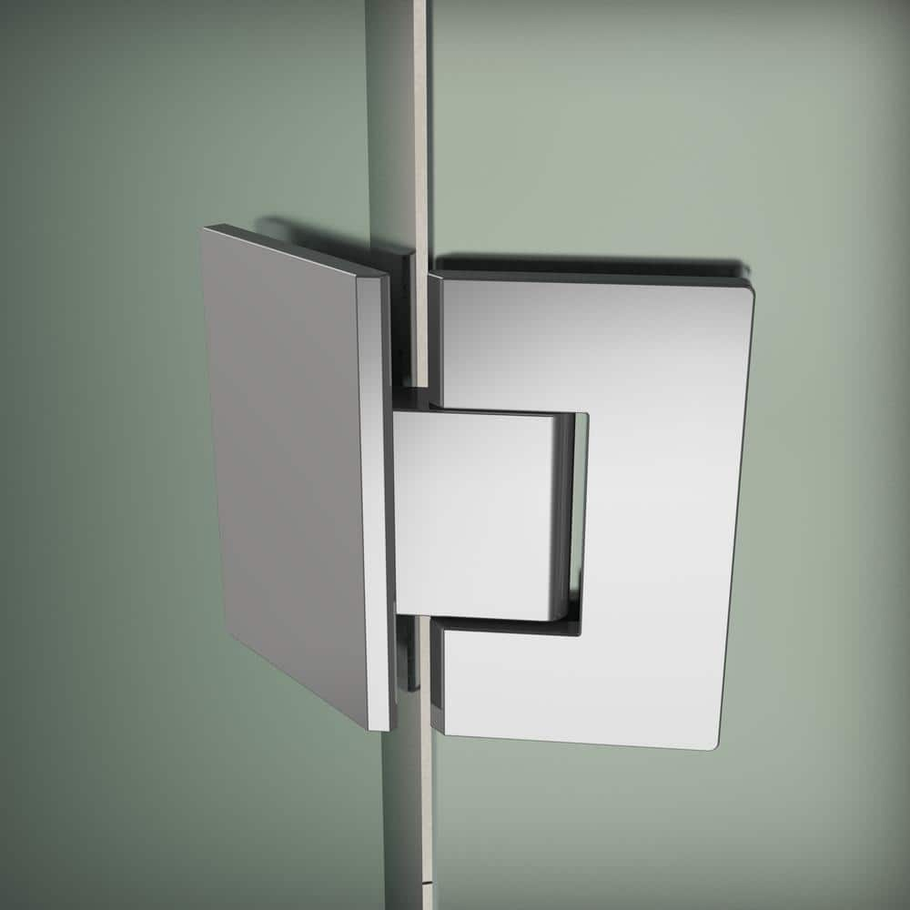 Merrick 38 in. to 38.5 in. x 72 in. Frameless Hinged Neo-Angle Shower Enclosure with Frosted Glass in Chrome