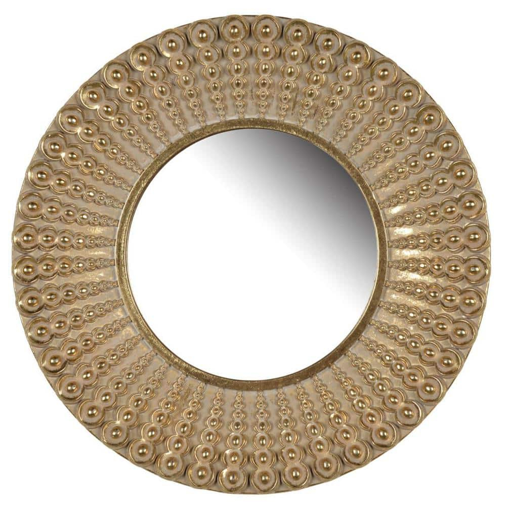 A&B Home Round Wall Mirror 19" Gold Circle Wall Mounted Mirror for Bathroom Bedroom Living Room Washroom