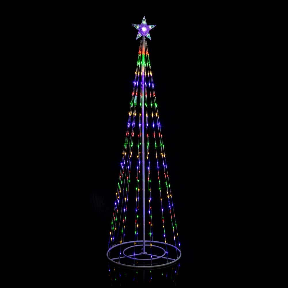 Alpine Corporation 86"H Indoor Artificial Christmas Tree with Multi-Colored Lights and Star Topper , Christmas Decoration
