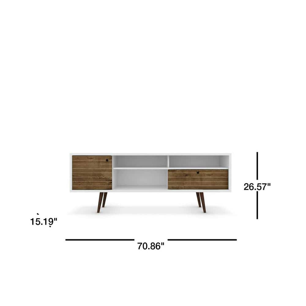 Liberty 70.86" Mid-Century Modern TV Stand with 4 Shelving Spaces and 1 Drawer  with Solid Wood Legs