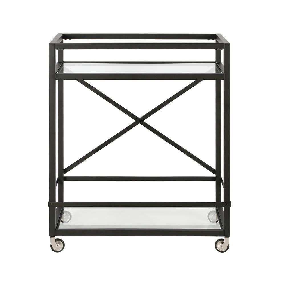 Evelyn&Zoe 30" Blackened Bronze Metal/Glass Bar Cart
