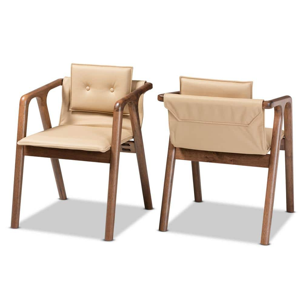 Elegant Beige Cane-Wood High Arm Chair with Button-Tufted Detail