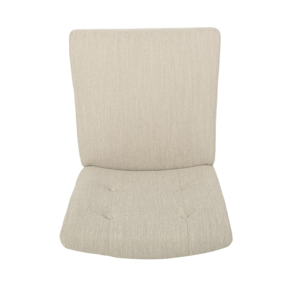 Noble House Darke Fabric Button Tufted Counter Stools, Set of 2, Beige and Weathered Brown
