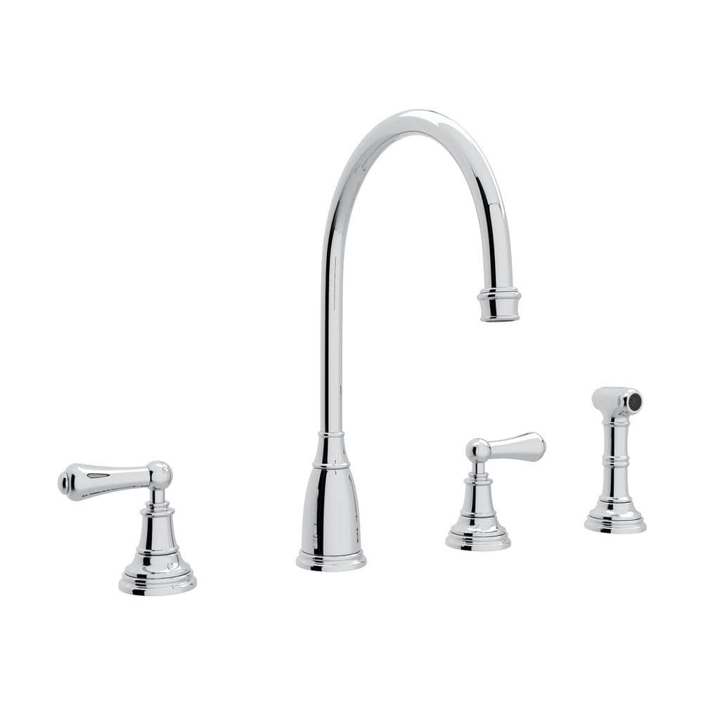 Georgian Era Two Handle Kitchen Faucet With Side Spray