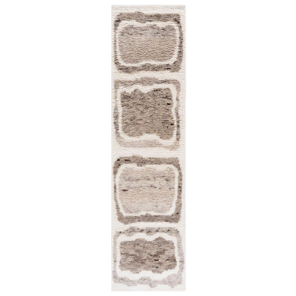 SAFAVIEH Casablanca Rhoda Geometric Wool Runner Rug, Ivory/Brown, 2'3" x 9'