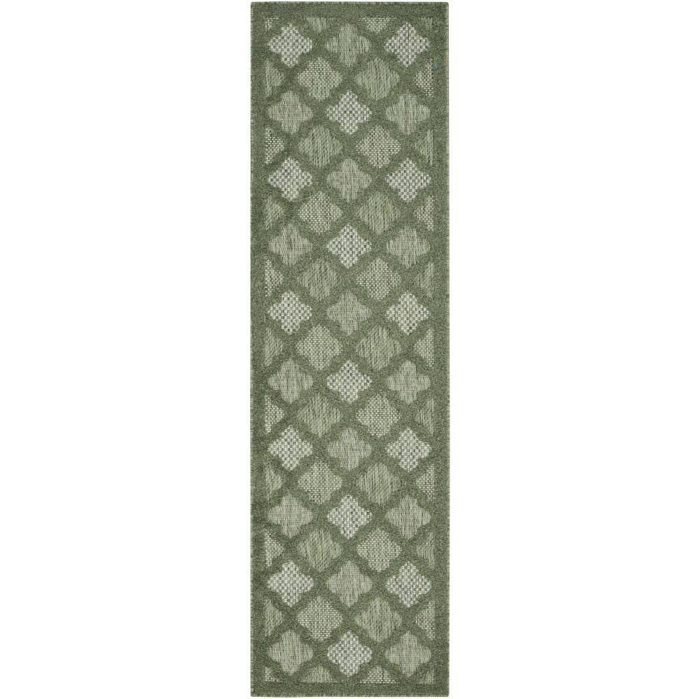 Easy Care Green 2 ft. x 8 ft. Trellis Contemporary Runner Area Rug
