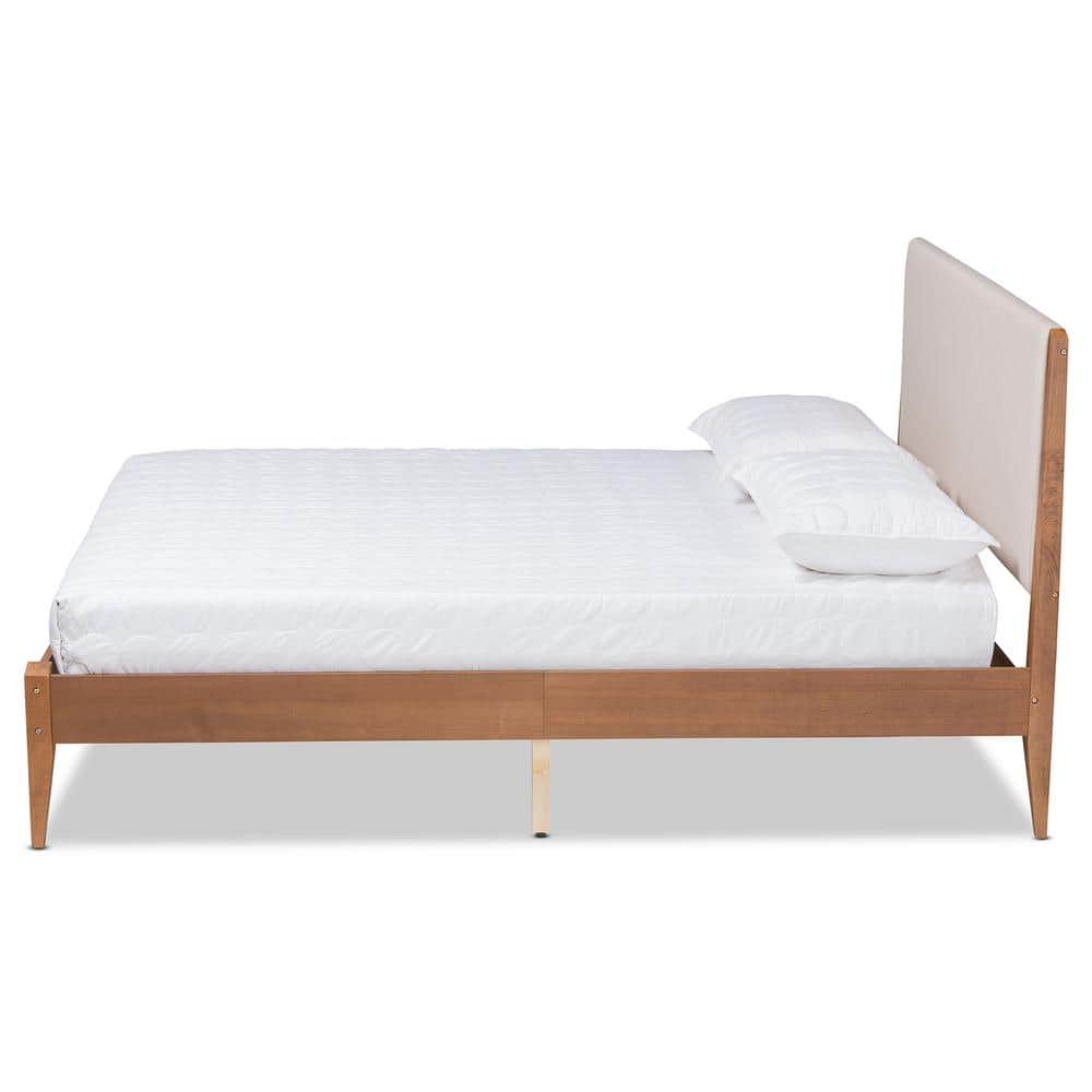 Baxton Studio Lenora Beige and Walnut Brown Finished Wood King Size Platform Bed