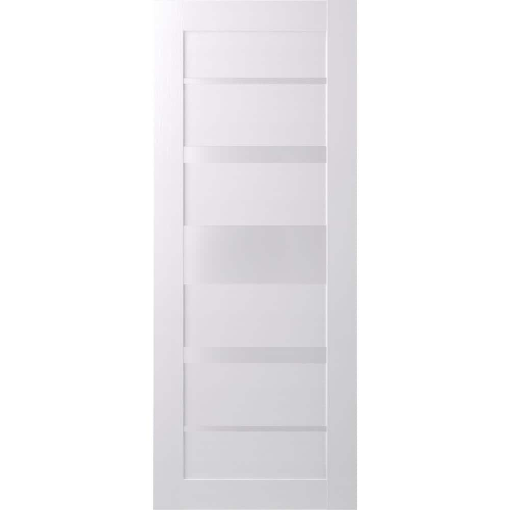 Belldinni Kina No Bore Solid Core 5-Lite Frosted Glass PP Finished Wood Composite Interior Door Slab
