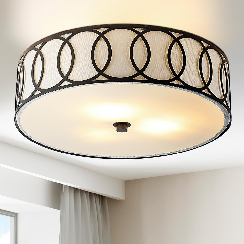 Aubrey 3-Light 15.5" Metal LED Flush Mount, Oil Rubbed Bronze