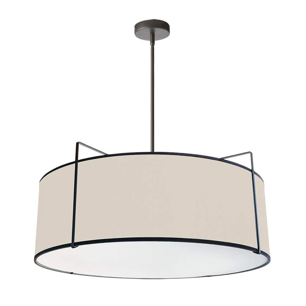 Dainolite  Trapezoid Contemporary Black Luxury Pendant Light  Modern Pendant Light w/ Cream Tapered Drum Shade
