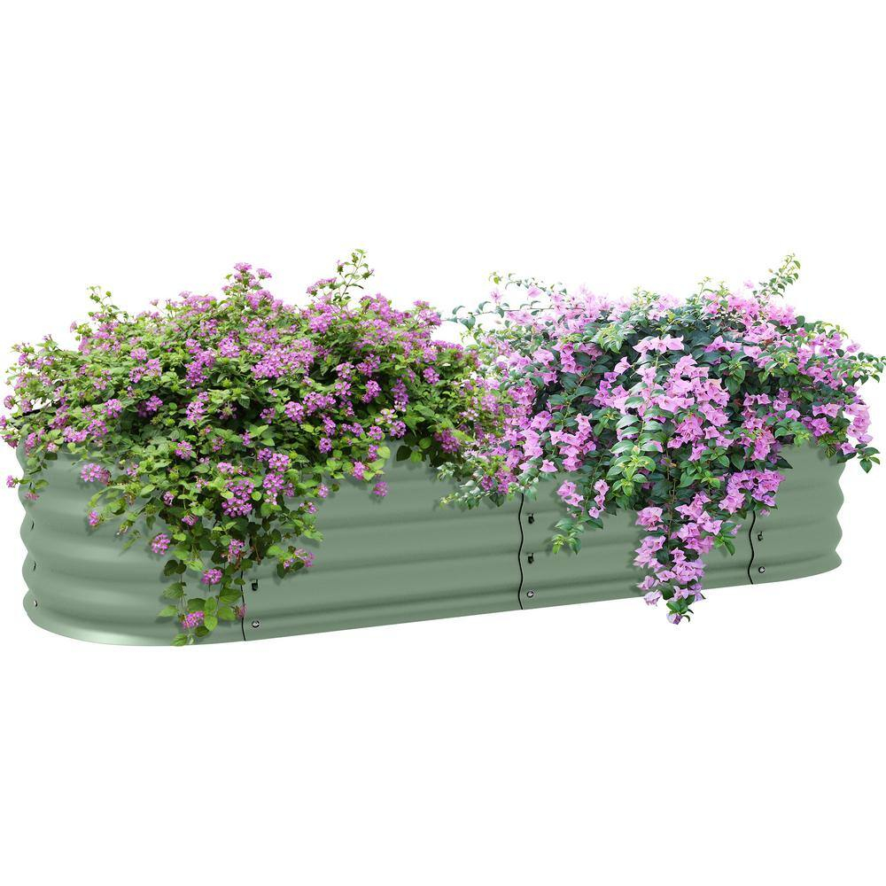 LoLado Kit de Cama de Jardín Elevada Galvanizada de 4.9' x 2' x 1', Macetero Elevado de Metal para Exteriores con Borde de Seguridad, Tanque de Almacenamiento Fácil de Usar para Cultivar Flores, Hierbas y Verduras, Verde
