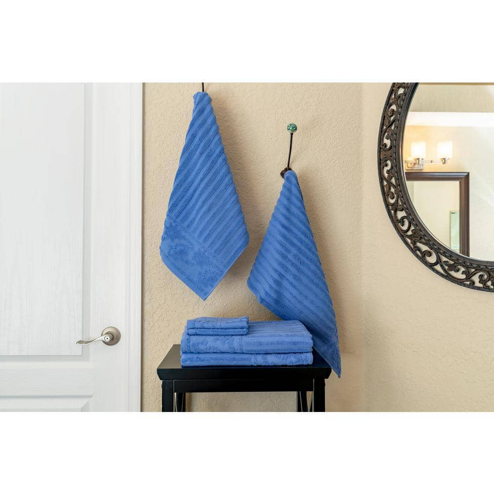 Espalma Anchor and Rope 6-Piece 100% Cotton Towel Set, (Set of 6), Periwinkle
