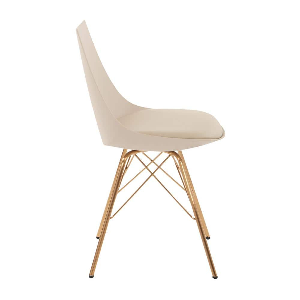 OSP Home Furnishings Oakley Chair in Cream Faux Leather with Gold Chrome Base