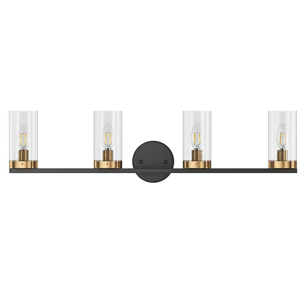 Aiwen 4-Light Bathroom Light Fixtures Modern over Mirror Wall Lamp with Clear Glass Shade Porch Wall Lamp