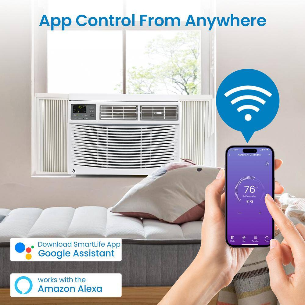 8,000 BTU (DOE) 115 Volts Window Air Conditioner Cools 350 sq. ft. with Remote and APP Control in White