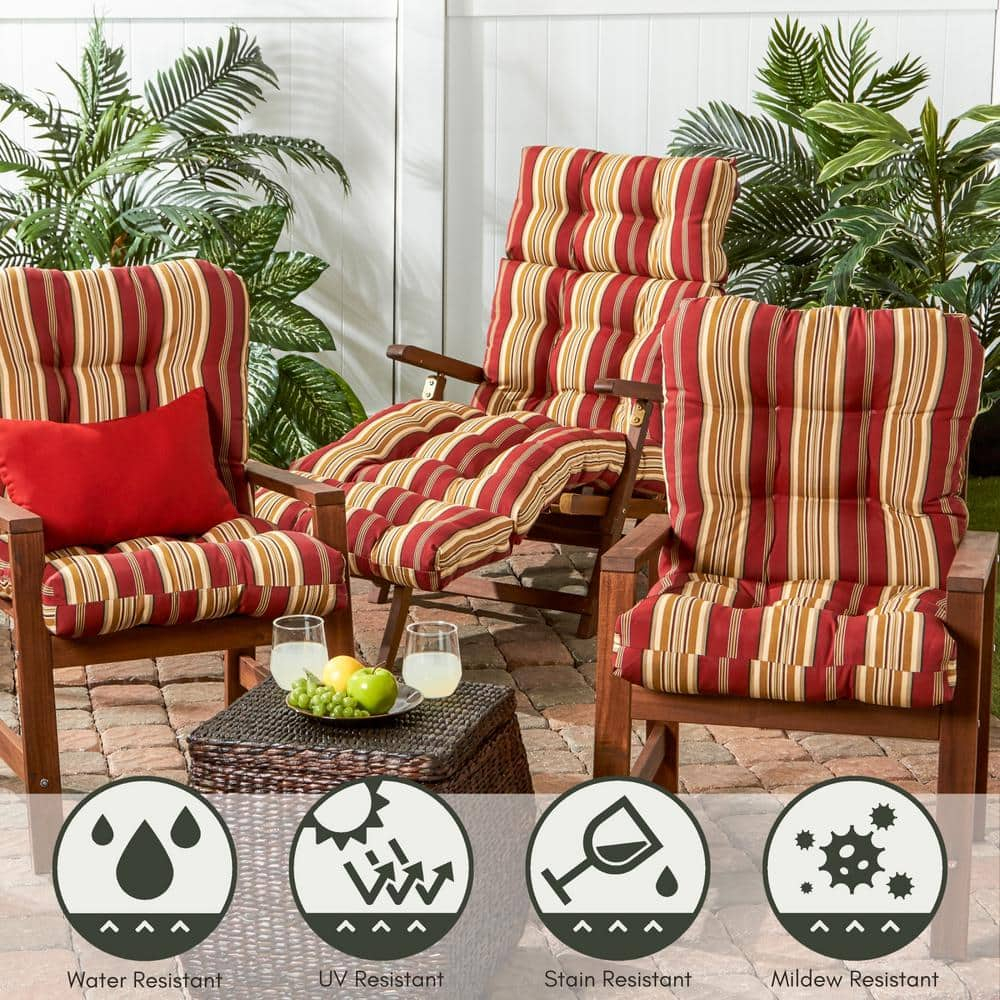 Greendale Home Fashions Roma Stripe 42 x 21 in. Outdoor Reversible Tufted Chair Cushion