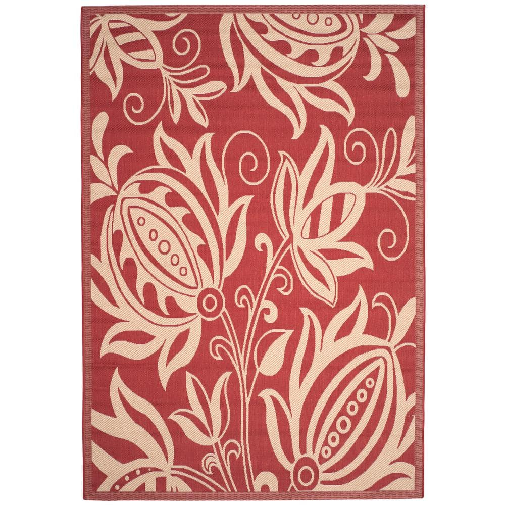 Safavieh Courtyard Crystal Floral Indoor/Outdoor Indoor/Outdoor Area Rug, 5'3" x 7'7", Red/Natural