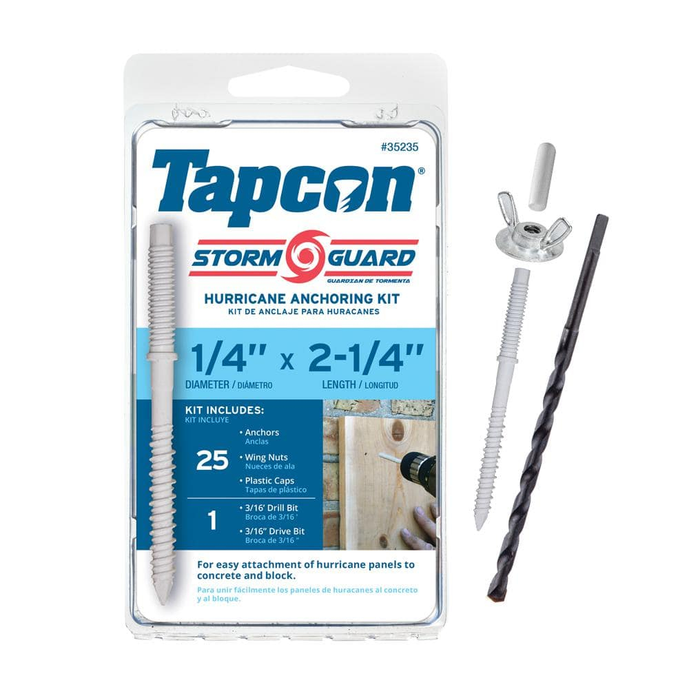 Tapcon Hurricane Anchoring Kit 1/4-in x 2-1/4-in Concrete Screws Anchors 25 -Pack
