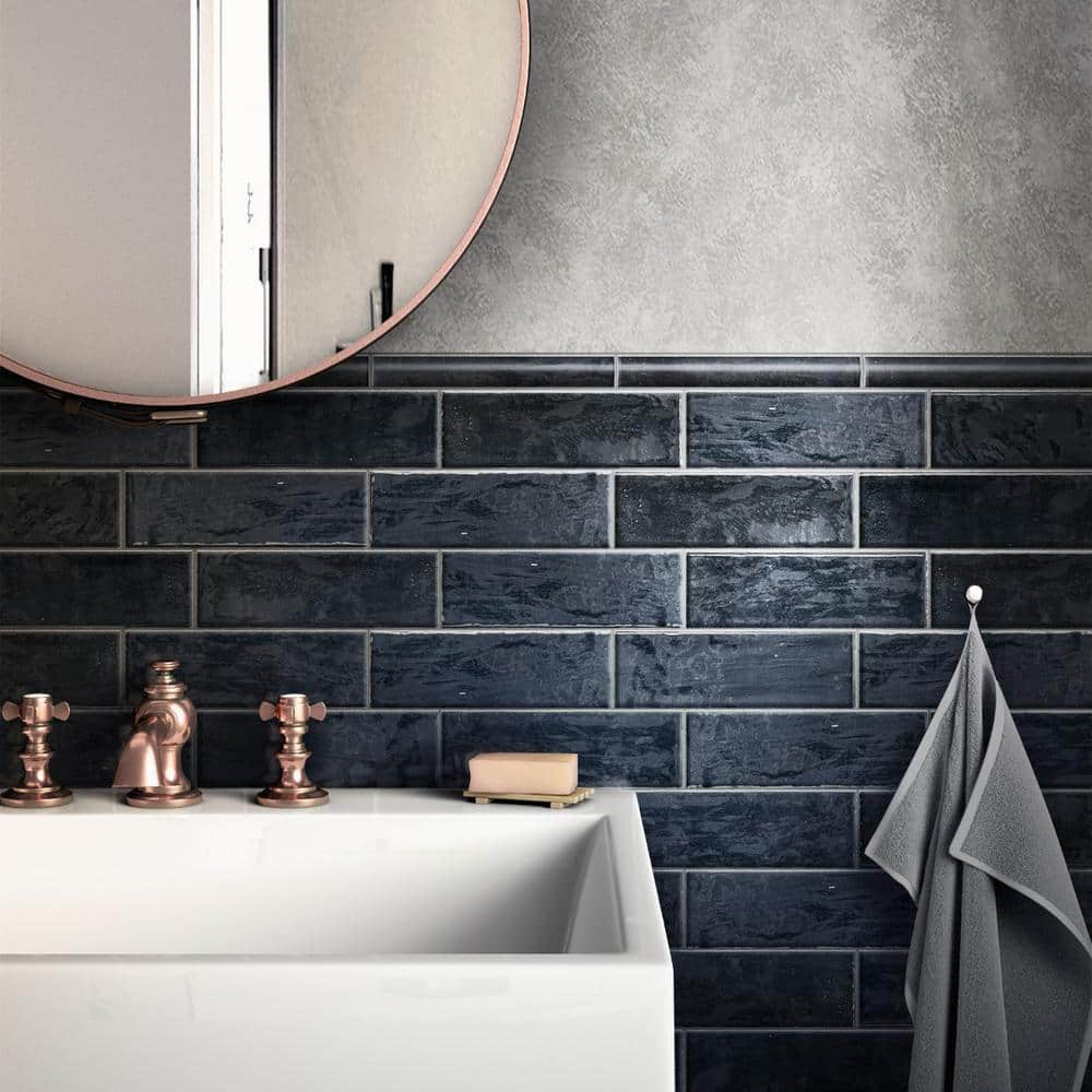 Apollo Tile   Dark Blue 2.58-in. x 8-in. Polished Ceramic Subway Tile (5.38 Sq ft/case)