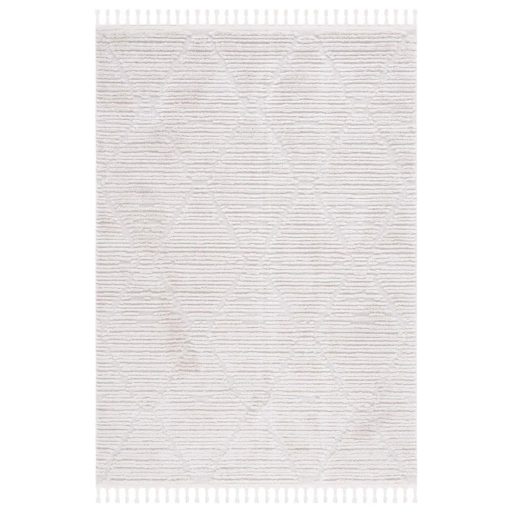 SAFAVIEH Marrakesh Naila Geometric Trellis Polyester Area Rug, Beige, 9' x 12'