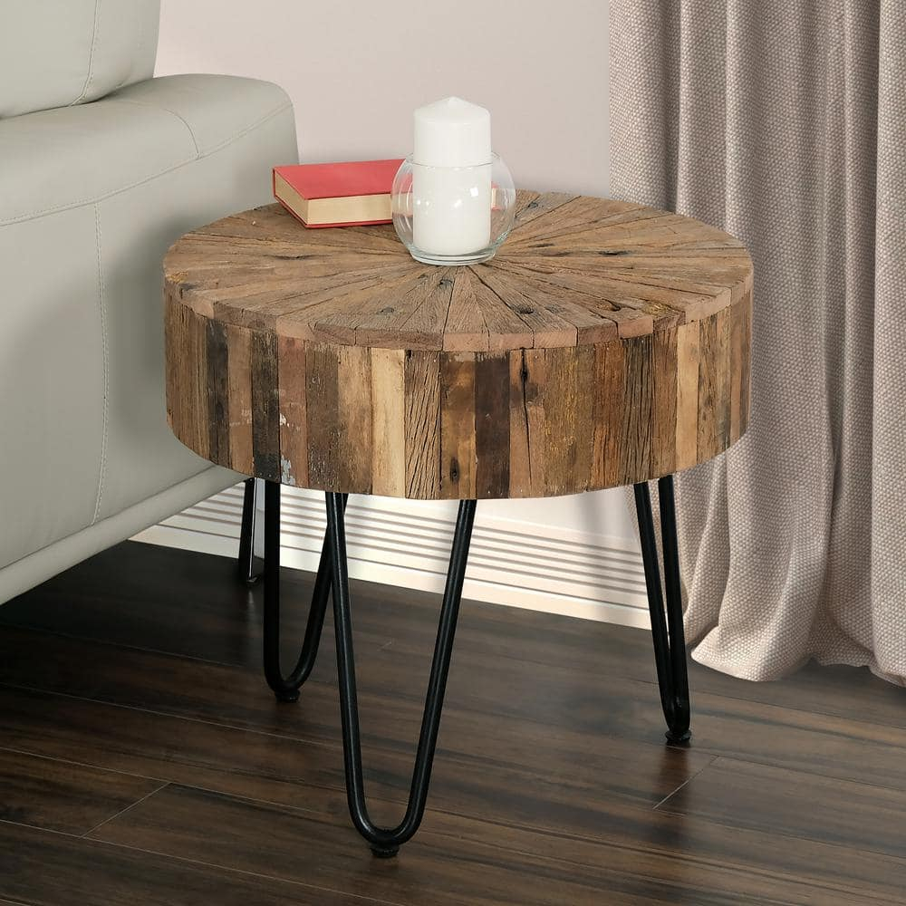 Primo International Tranquil 22 in. Round Reclaimed Wood End Table