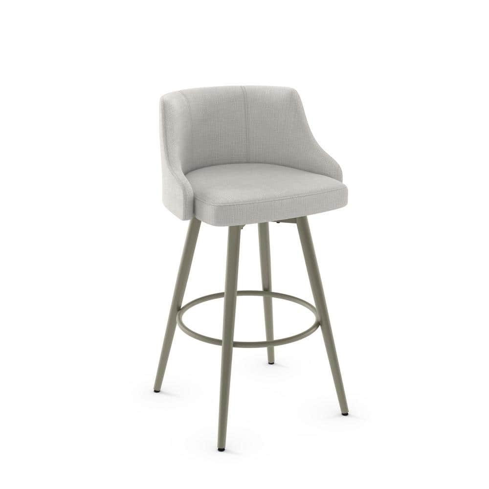 Amisco Duncan 26 In. Swivel Counter Stool - Pale Grey Beige Polyester / Grey Metal