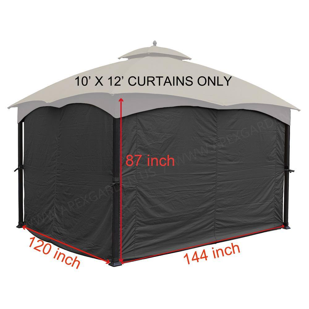 ​APEX GARDEN Privacy Curtain Set for 10' x 12' Gazebo