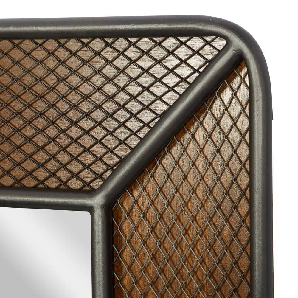 DecMode 31" x 47" Brown Wall Mirror with Netting Frame